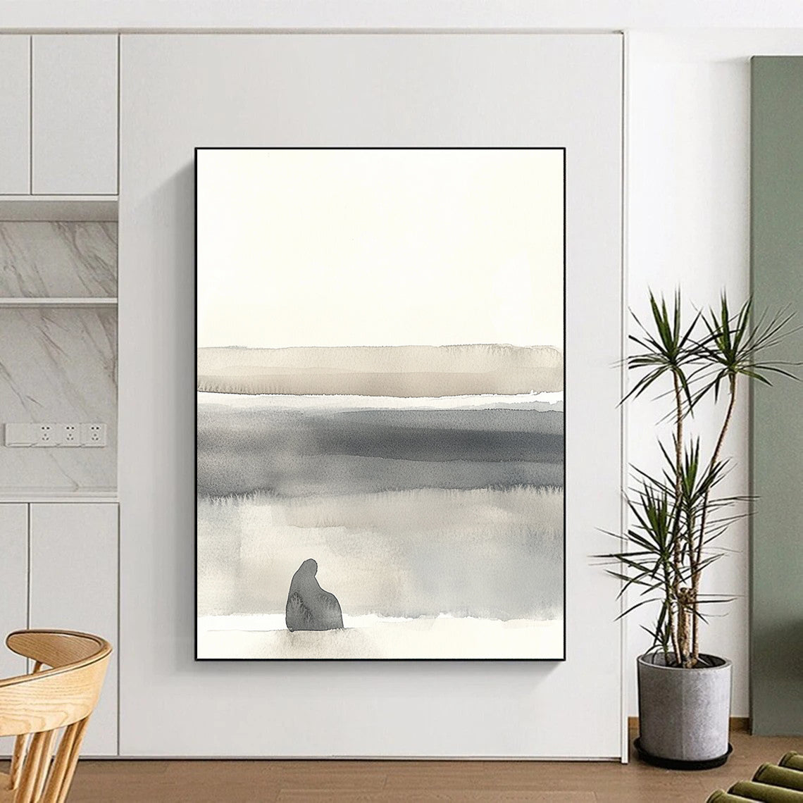Solitary Figure Landscape Contemplative Art for Philosophical Library & Introspective Home Office STSC1465