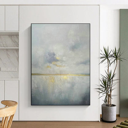 Gray - Gold Seaview Abstract Art for Bedroom & Office DLZ0349