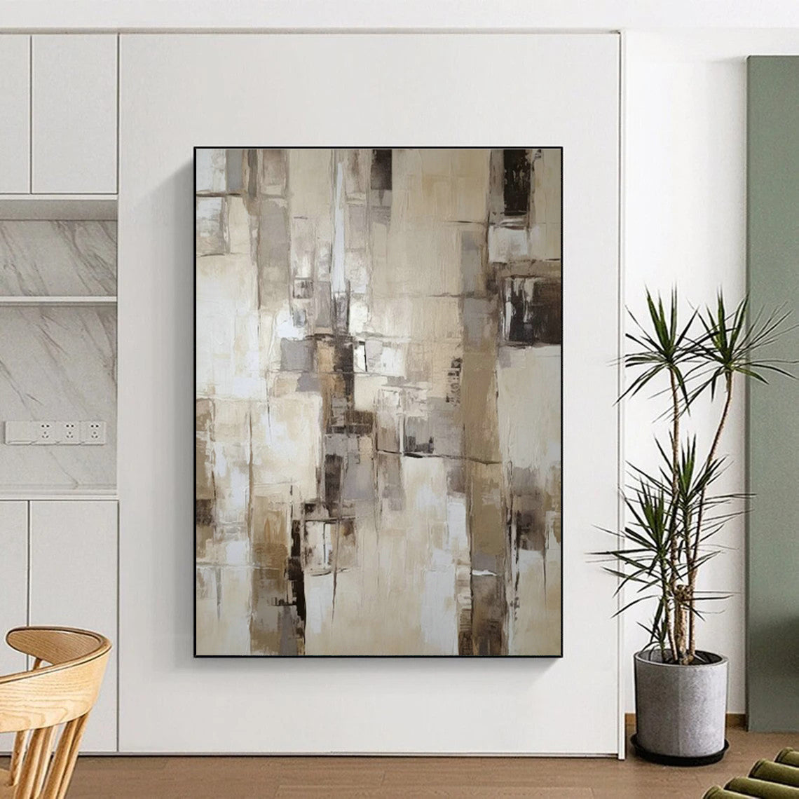 Earth - Toned Geometric Abstract Art for Rustic Dining Room & Art Gallery Corridor DLZ1314