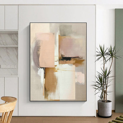 Blush & Gray Abstract Art for Bohemian Living Room & Chic Nursery DLZ1639