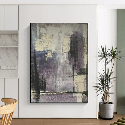 Purple - Gray Textured Abstract Art for Bohemian Home & Art Gallery Pop - Up DLZ1845
