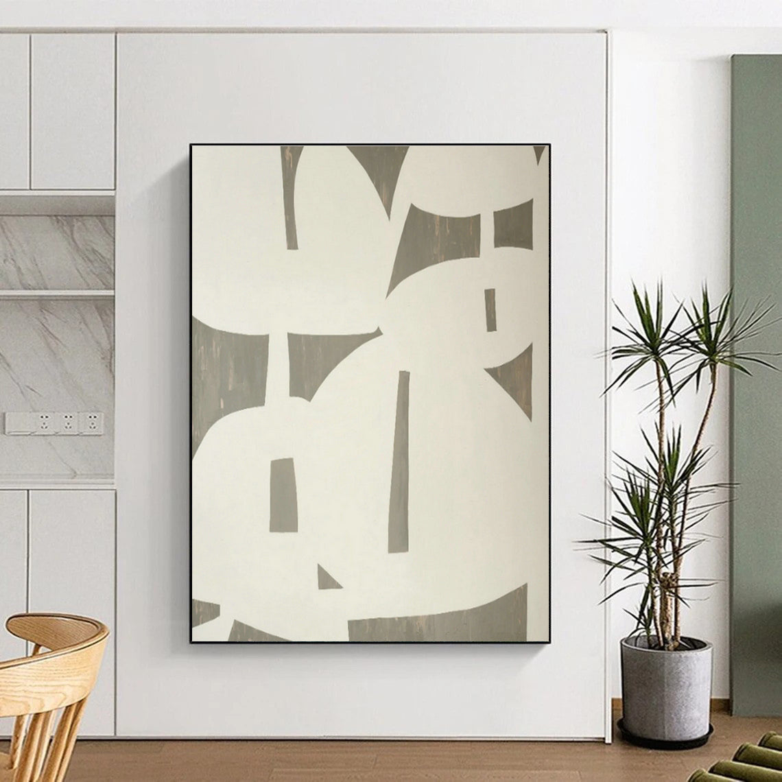 Gray - White Geometric Abstract Art for Corporate Office & Minimalist Living Room DLZ1082