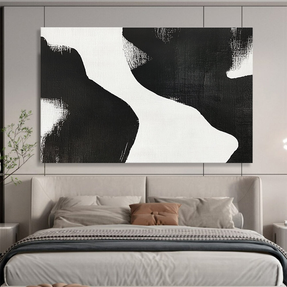 Black and White Organic Shapes Art for Minimalist Home Office & Modern Art Exhibition SC439