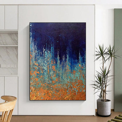 Blue - Orange Abstract Art for Lakeside Cabin Porch Areas DLZ0054