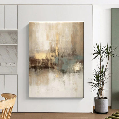 Beige - Gold - Blue Abstract Art for Coastal Cottage & Relaxing Wellness Spa DLZ1916