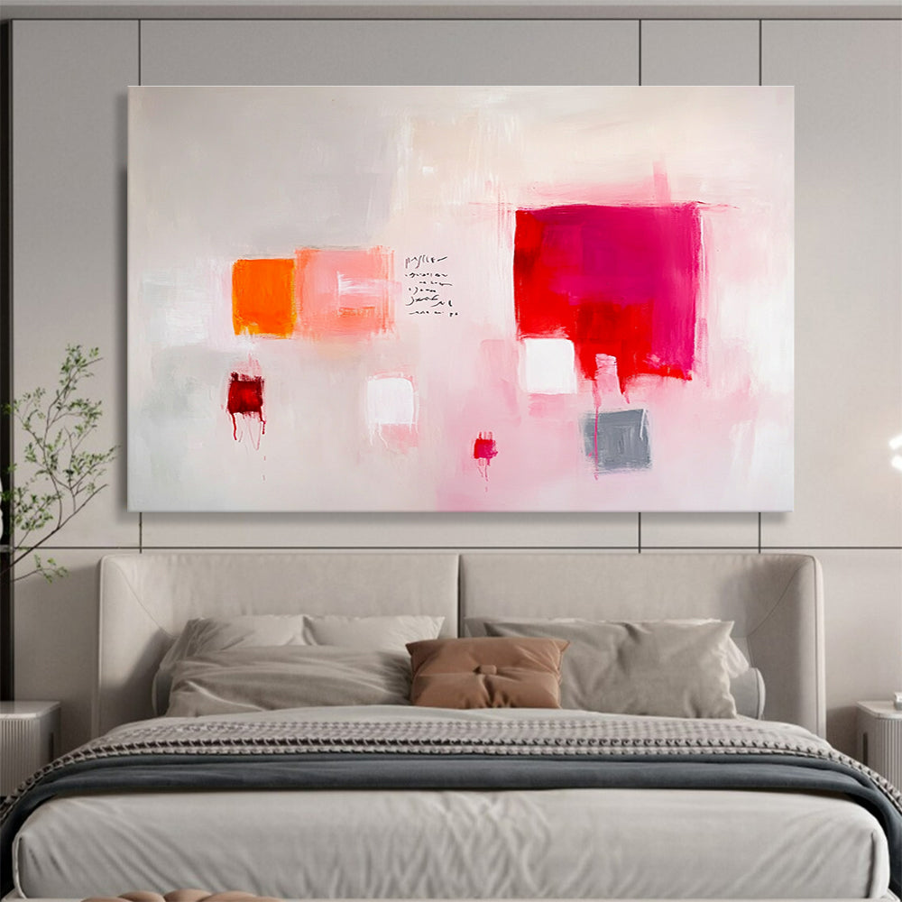 Pink - Toned Abstract with Text Art for Bohemian - Style Bedroom & Creative Writing Studio SC242