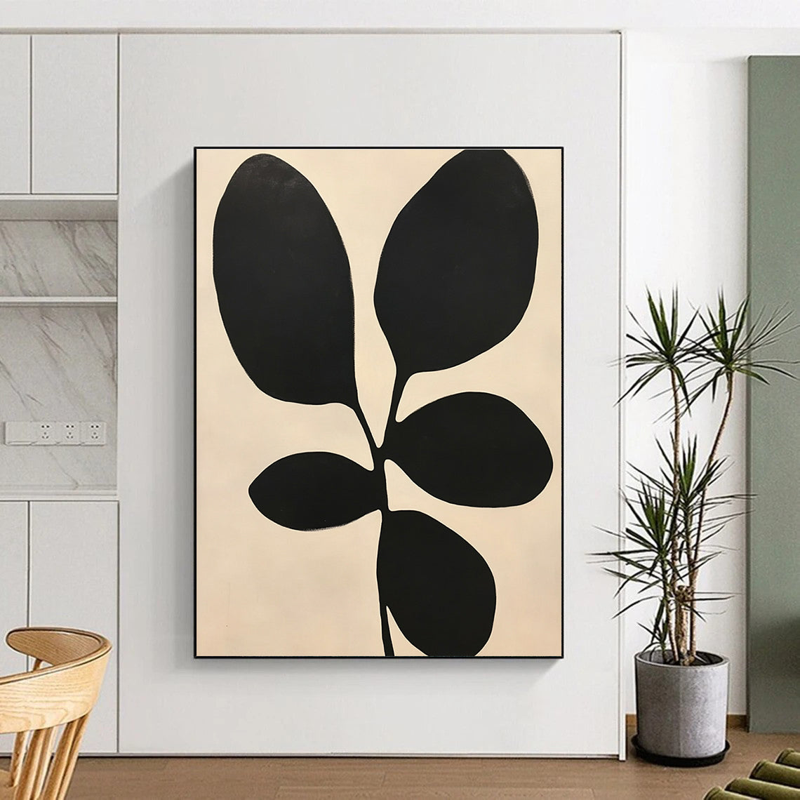 Bold Black Leaves for Minimalist Dining Room & Botanical - Themed Spa STSC1078