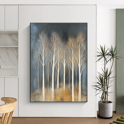 White Trees in Dark Background for Contemporary Hallway & Art - Focused Library STSC353