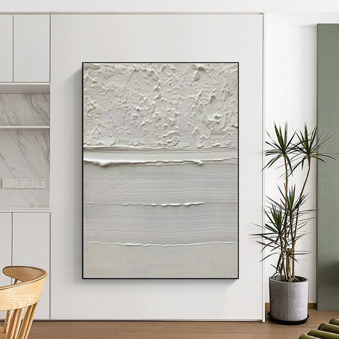 White Textured Abstract Art for Zen Meditation Space & High - End Hotel Lobby DLZ1452