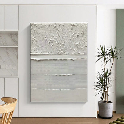 White Textured Abstract Art for Zen Meditation Space & High - End Hotel Lobby DLZ1452