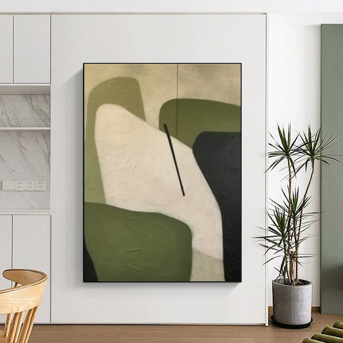 Green - White Geometric Abstract for Nordic - Style Living Room & Minimalist Office DLZ0900