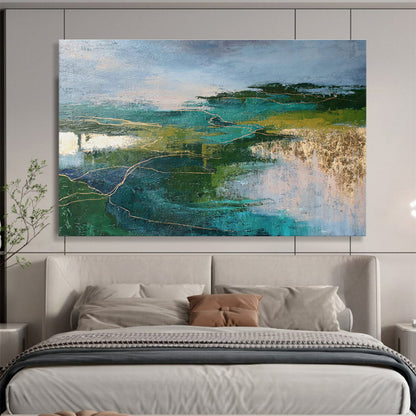 Gold - Line Landscape Abstract Art for Luxury Home Interiors DLZ2511