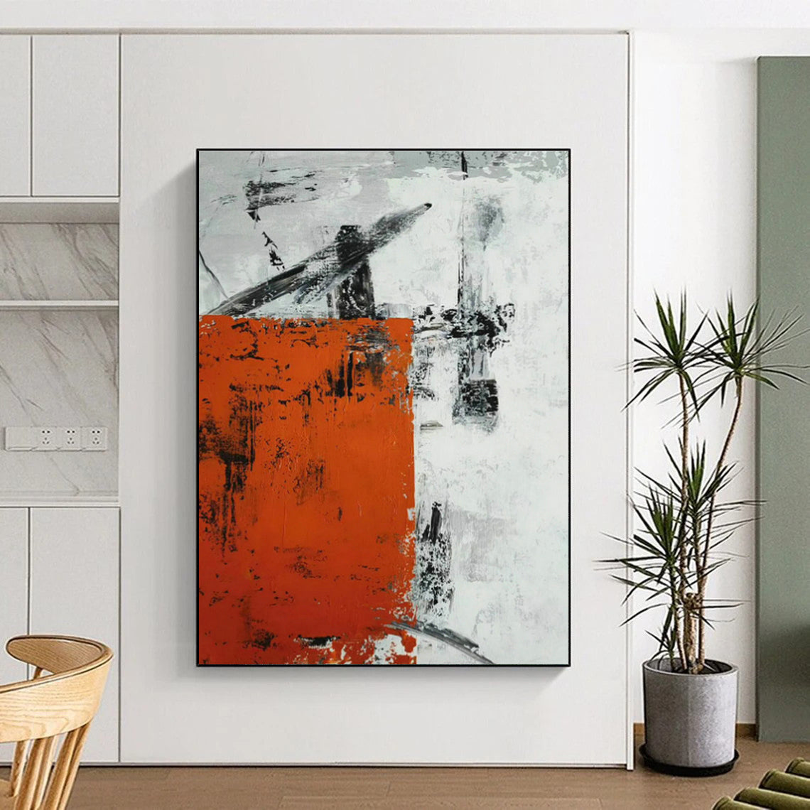 Orange - Grey Abstract Art for Living Room & Office DLZ0512