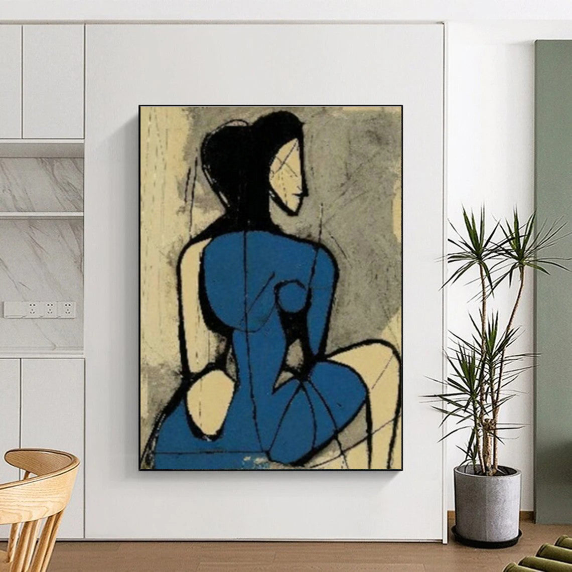 Abstract Blue Figure Art for Modern Art Gallery & Bohemian - Inspired Bedroom DLZ1424