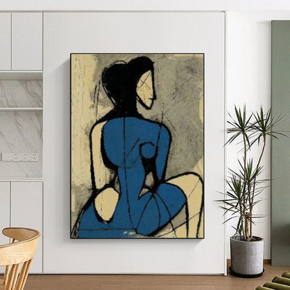 Abstract Blue Figure Art for Modern Art Gallery & Bohemian - Inspired Bedroom DLZ1424