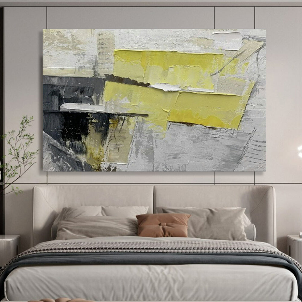 Yellow - Gray Collage Abstract Art for Industrial Loft DLZ2979