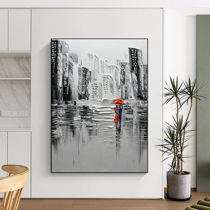 Textured Urban Rain Scene Art for City Café & Modern Living Room DLZ2300