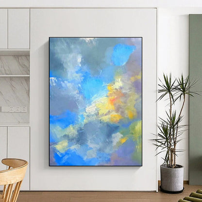 Blue - Yellow Abstract Art for Living Room & Cottage DLZ0336