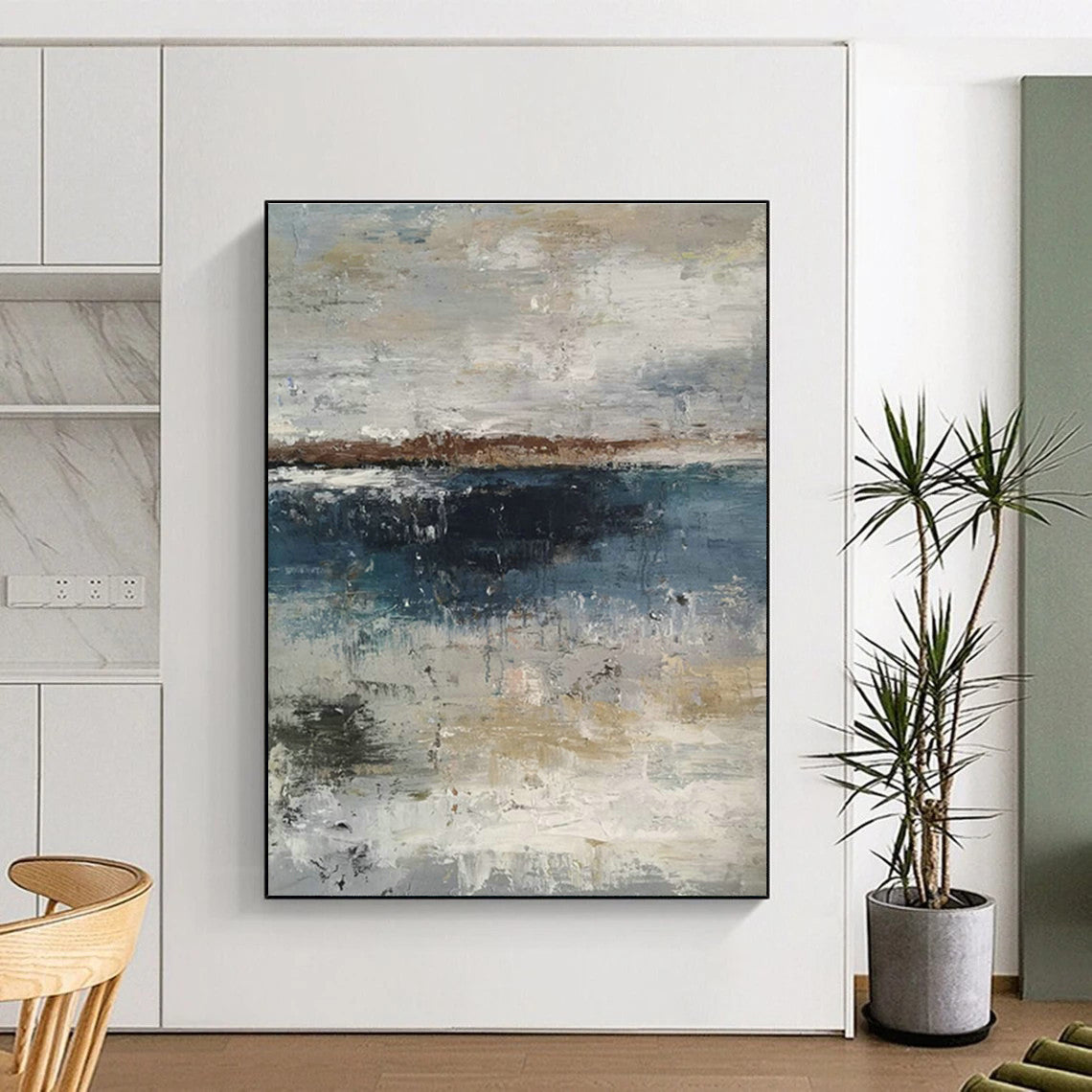 Gray - Blue Seaside Abstract Art for Nautical - Themed Home & Coastal Restaurant DLZ0768
