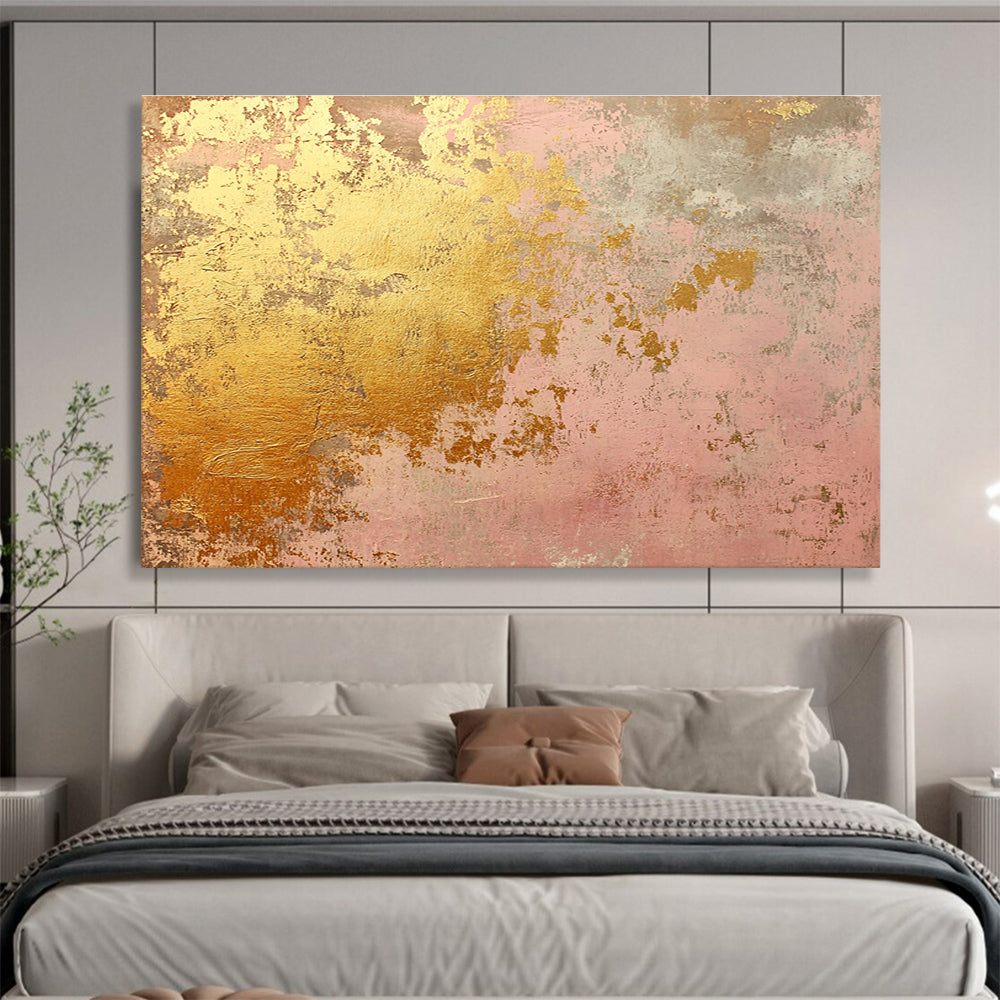 Pink & Gold Textured Art for Elegant Bedroom & Luxury Spa SC480