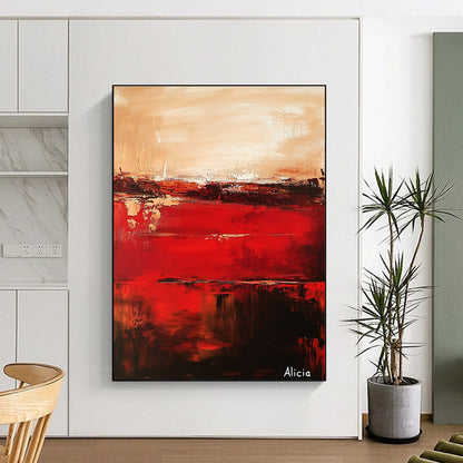 Red - Brown Abstract Art for Dining Room & Fireplace Area STSC690