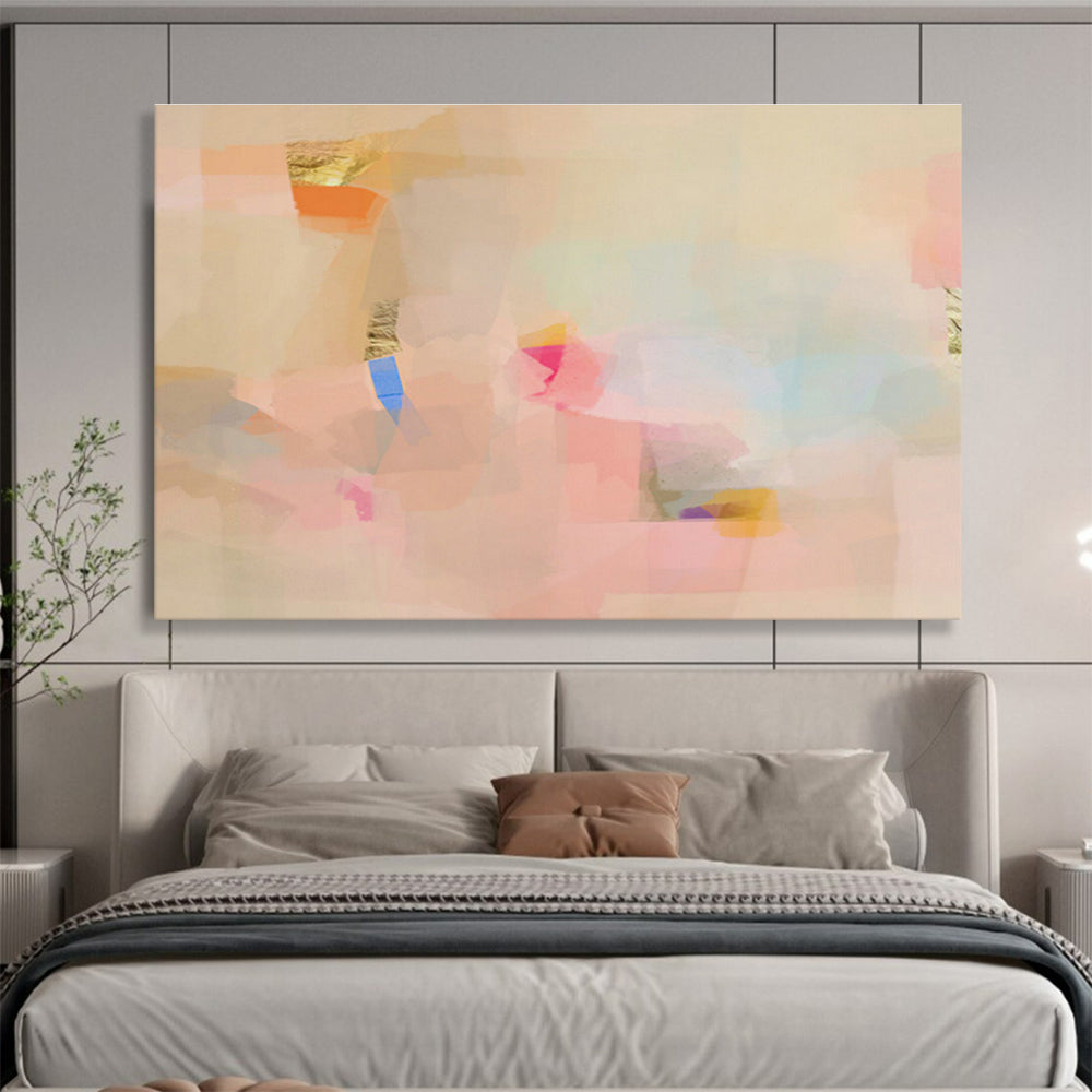 Pink - Brown Patchwork Abstract Art for Elegant Hallways DLZ2417