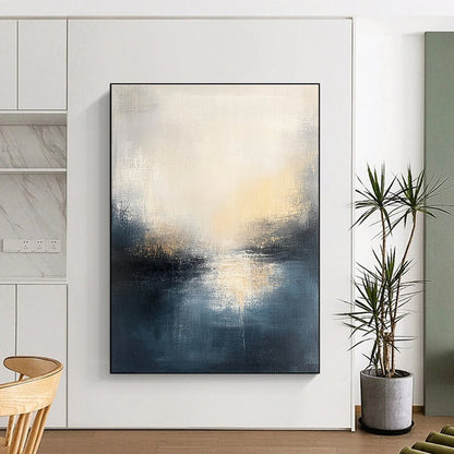 Soft - Hued Abstract Lake Sunset for Minimalist Bedroom & Art - Loving Home Lounge STSC169