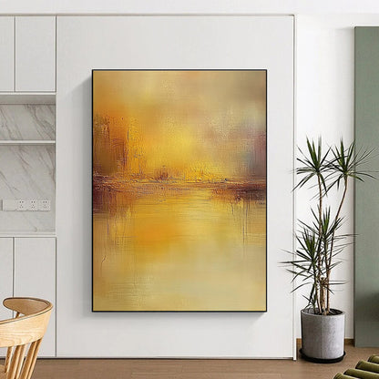 Golden Abstract Landscape for Luxury Living Room & Art Gallery Reception STSC860