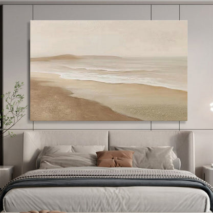 Light Brown Beach Landscape Art for Coastal Cottage DLZ2910
