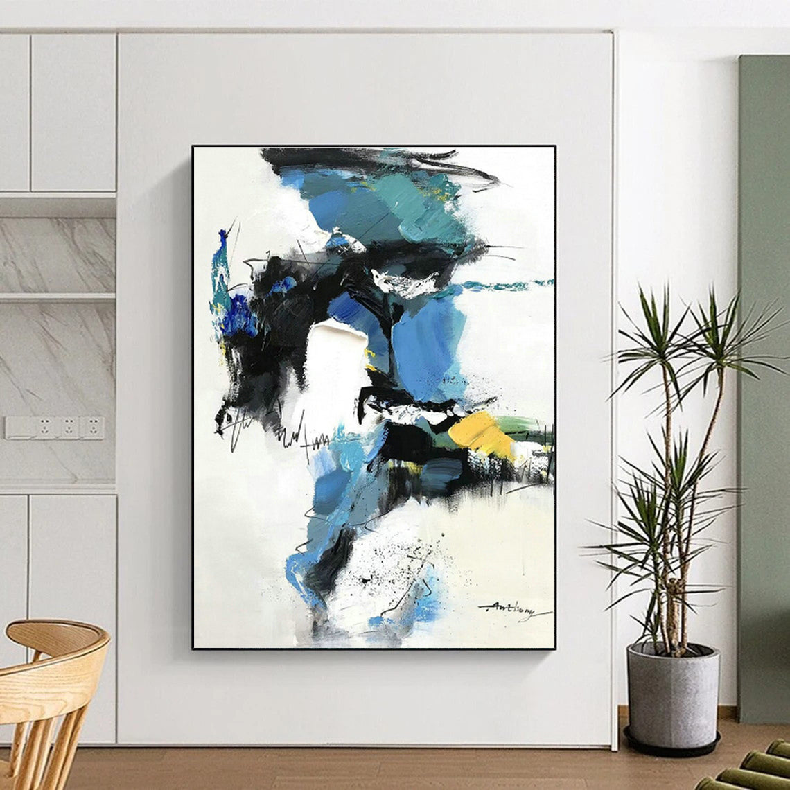 Blue - Green Abstract Art for Creative Studio & Trendy Café DLZ0791