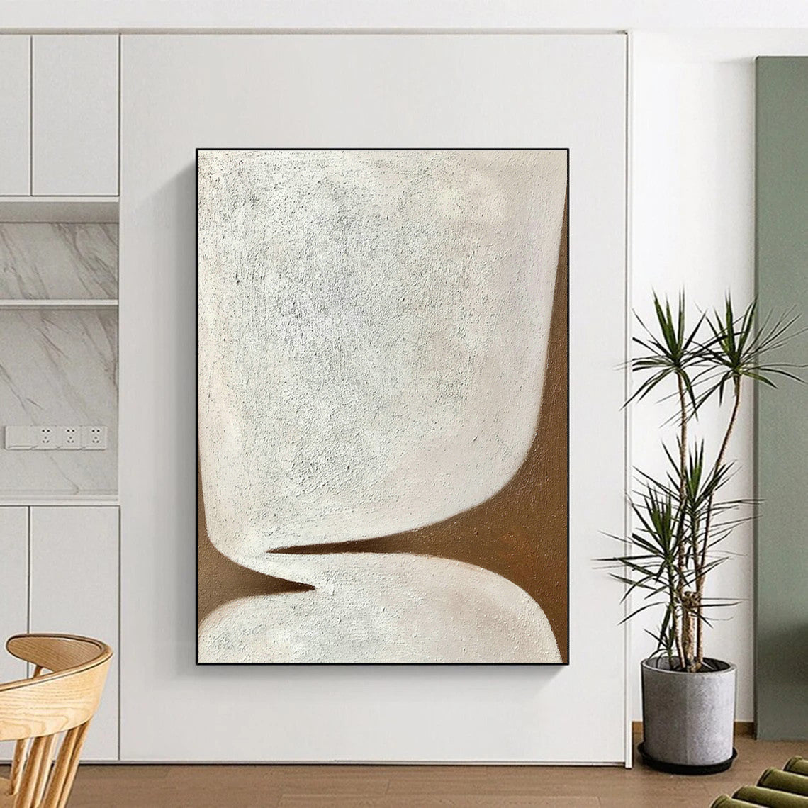 Brown - White Abstract Art for Minimalist Home Office & Art Gallery DLZ1186