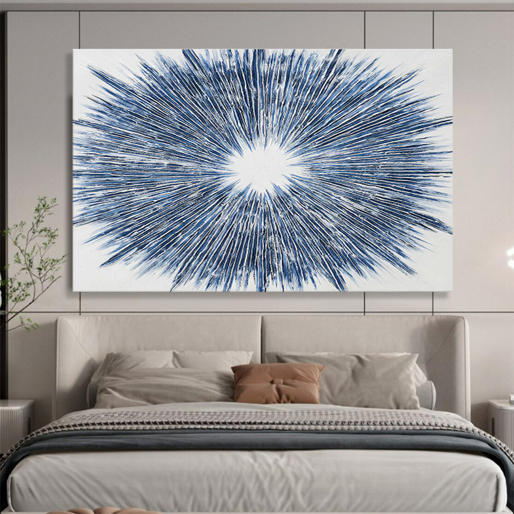 Blue Radial Abstract Art for Contemporary Office Reception Desks DLZ2596