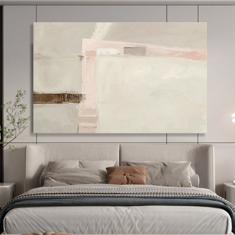 Light Pink - Grey Tone Abstract Art for Minimalist Bedroom DLZ2816