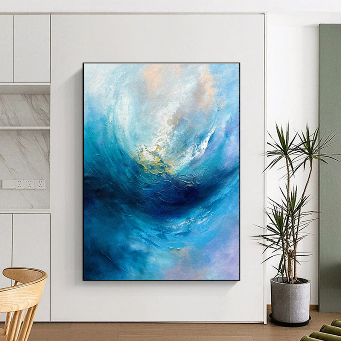 Blue Swirl Art for Beachfront Home Living Room & Ocean Conservation Center DLZ1528