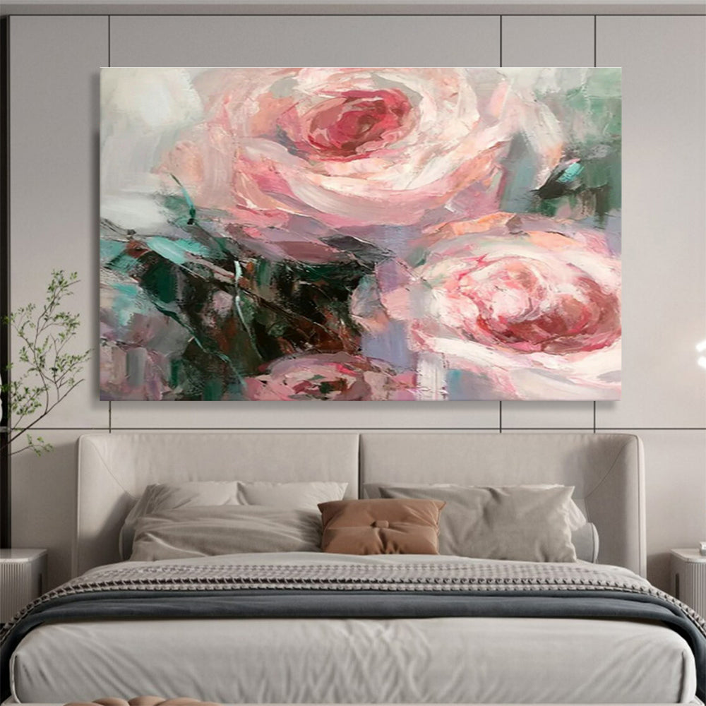 Soft Pink Rose Oil Painting for Romantic Wedding Venue Decor DLZ3108