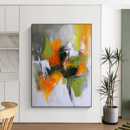 Bold Green and Orange Abstract for Modern Living Room & Art Gallery Café STSC769