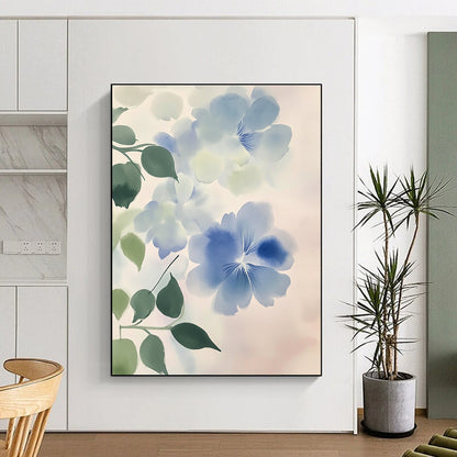Light Blue Flowers Art for Elegant Home Bedroom & Boutique Hotel Lobby STSC1050
