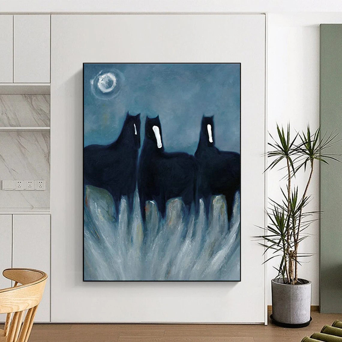 Mysterious Black Horses Art for Gothic - Inspired Library & Art - Forward Bedroom DLZ2144