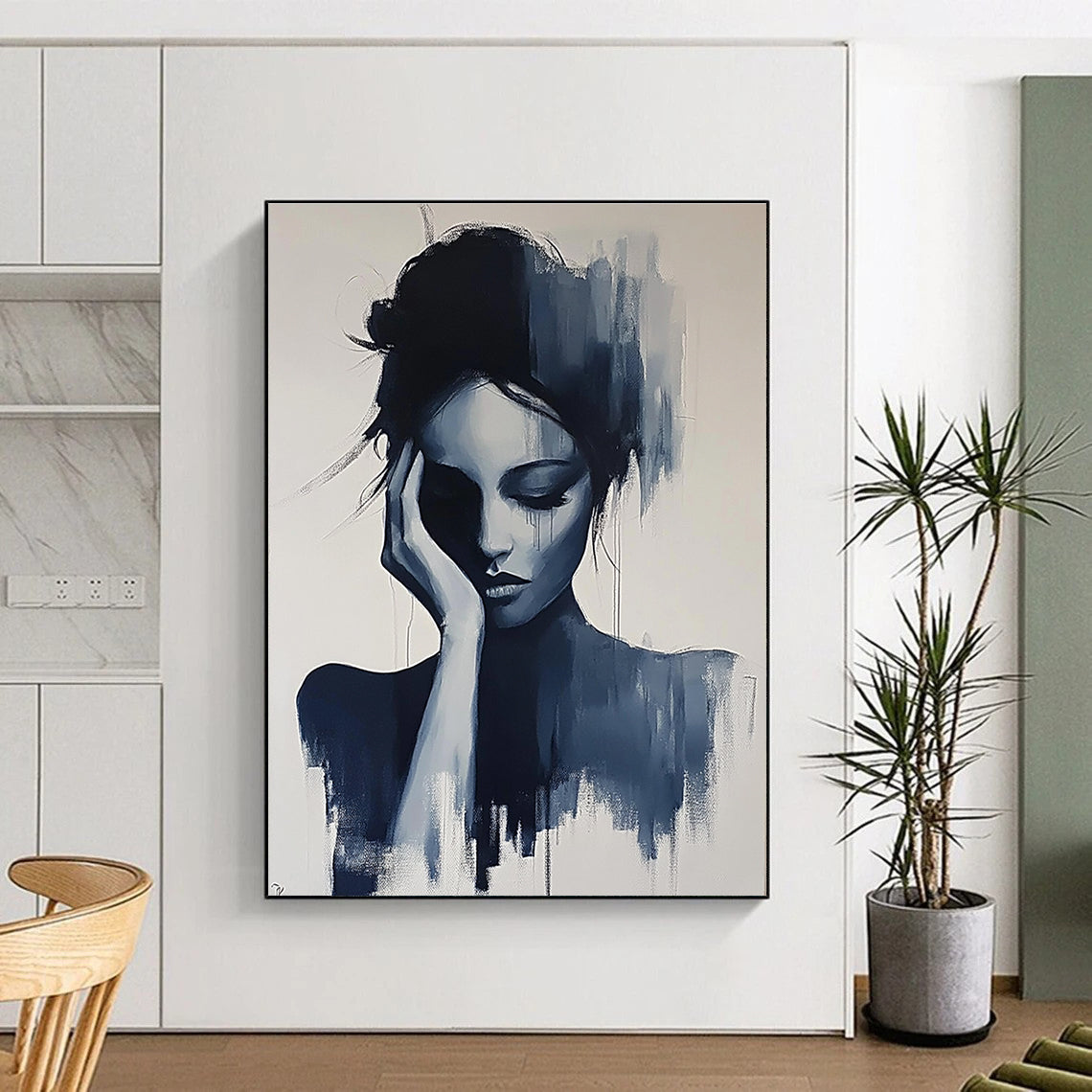 Monochromatic Woman’s Portrait Art for Minimalist Bedroom & Art - Focused Therapy Office STSC1378