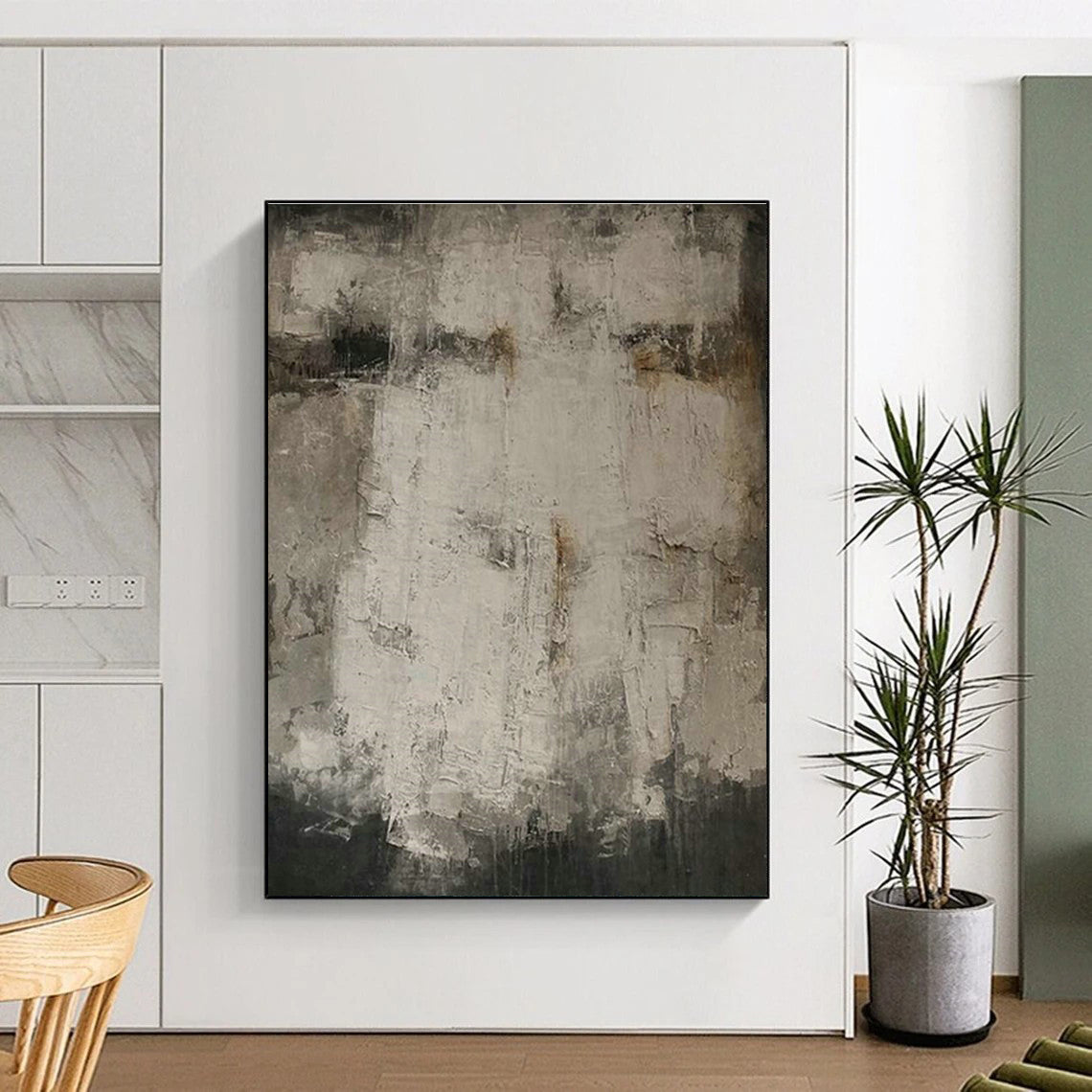 Gray - White Abstract Art for Modern Art Gallery Silent Viewing Areas DLZ0208