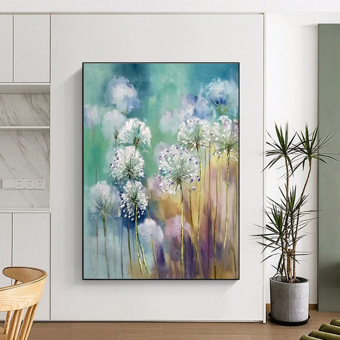 Dandelion Floral Oil Painting for Garden - Themed Tea Room & Feminine Home Bedroom DLZ1596