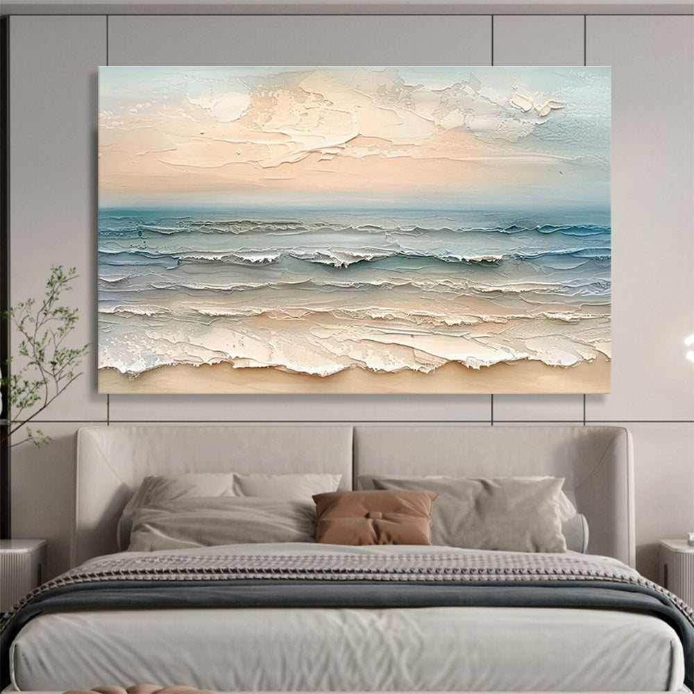 Textured Beach Wave Art for Coastal Resort Hotel Balcony Spaces DLZ3179