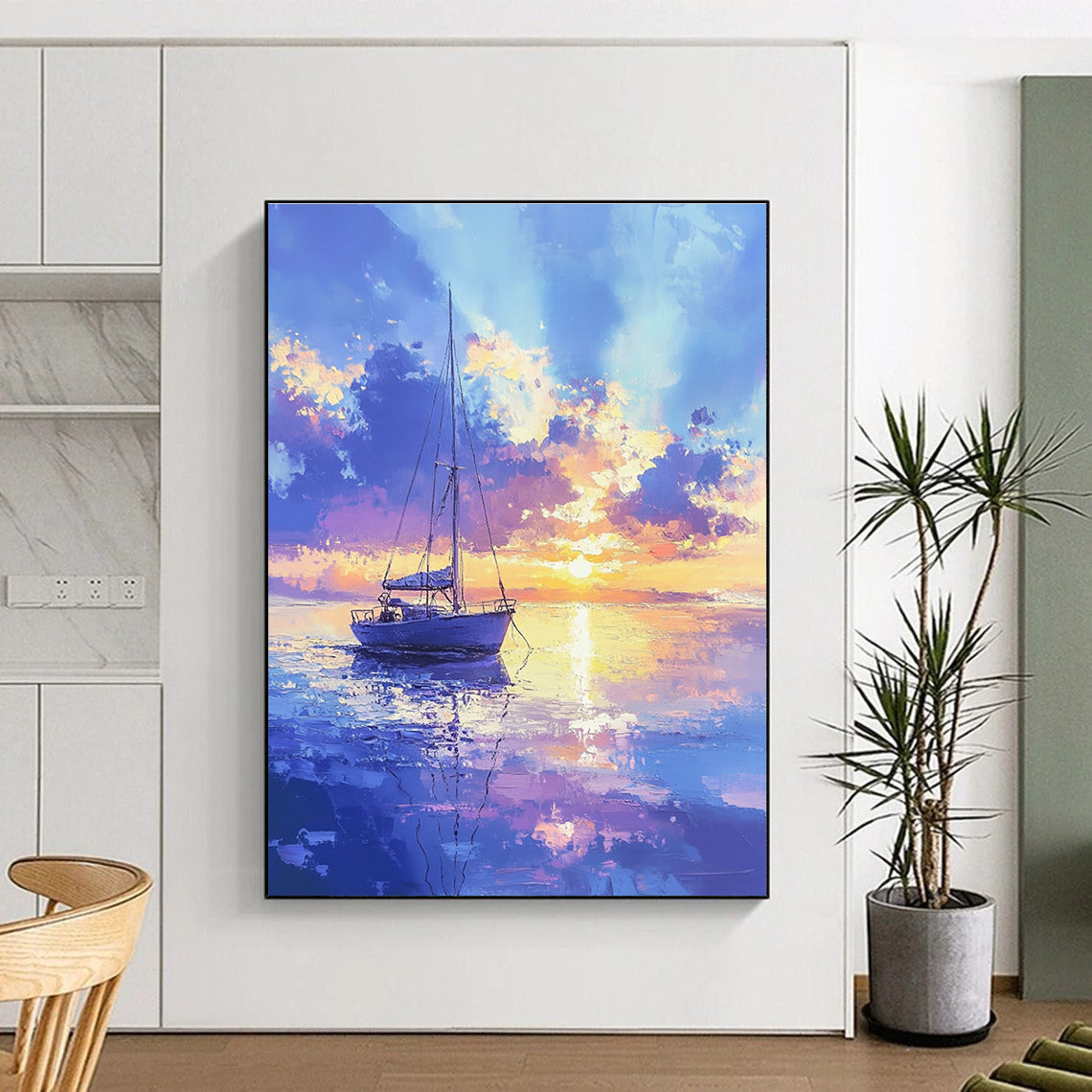 Sailboat at Sunset for Nautical - Themed Library & Luxury Beach House STSC899