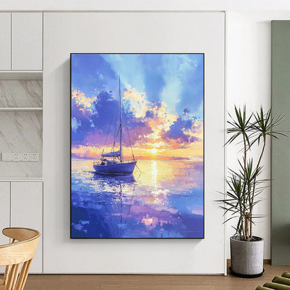 Sailboat at Sunset for Nautical - Themed Library & Luxury Beach House STSC899