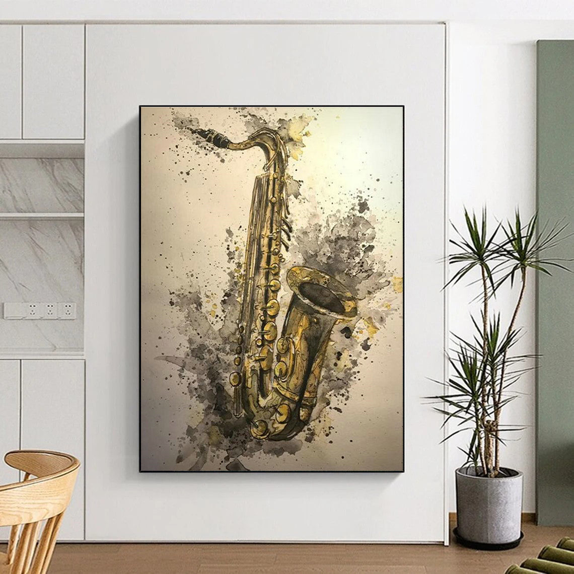 Watercolor Saxophone Art for Jazz Club & Music Studio DLZ2340