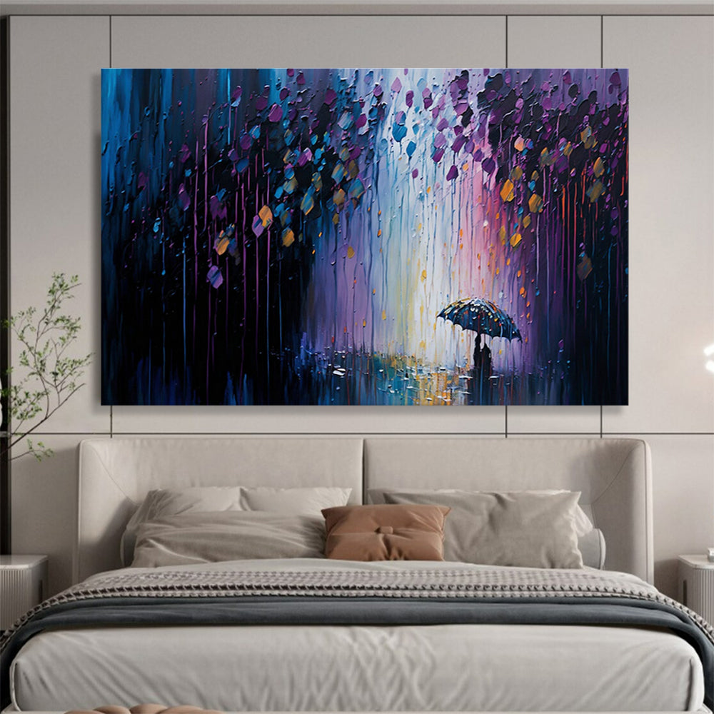 Rainy Night Umbrella Art for Cozy Café Private Nooks DLZ3260