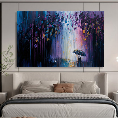 Rainy Night Umbrella Art for Cozy Café Private Nooks DLZ3260