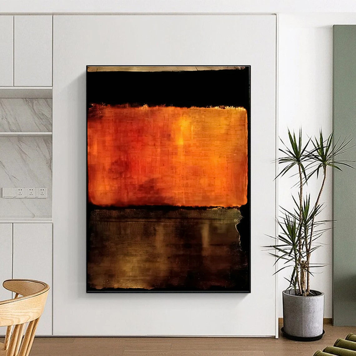 Textured Orange - Black Abstract Art for Contemporary Art Space & Industrial - Style Café DLZ2312