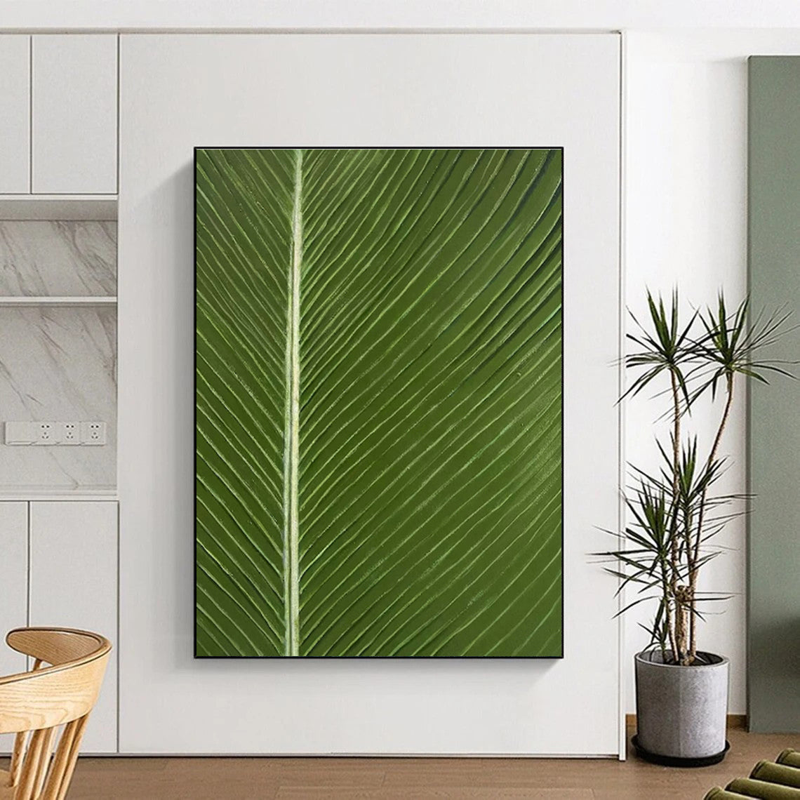 Green Leaf Veins Realistic Art for Garden House & Yoga Studio DLZ0585
