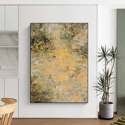 Yellow - Green Textured Art for Rustic Farmhouse Living Rooms DLZ0075